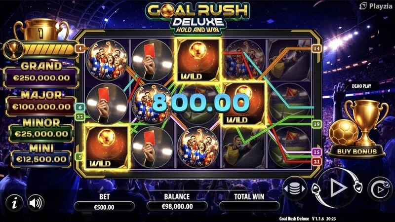 Goal Rush Deluxe - ძირითადი თამაში, მომგებიანი ხაზის შედეგი