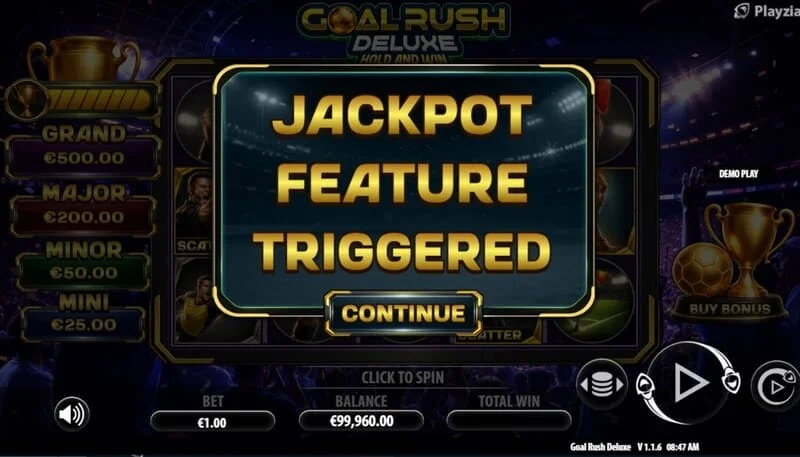 Goal Rush Deluxe - Jackpot Hold and Win-ის გაშვება bonus-ბურთებით