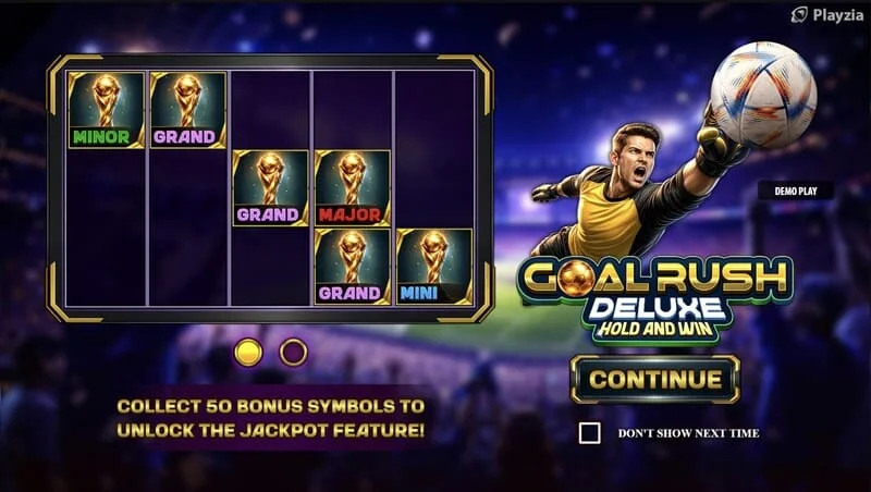 Goal Rush Deluxe - მთავარი მენიუ რგოლებით და სტადიონის ტრიბუნებით