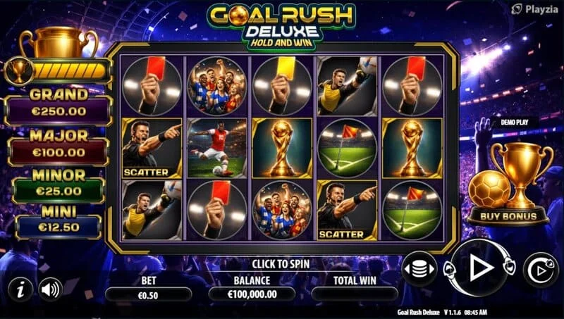 Goal Rush Deluxe - თამაშის ეკრანი Free Spins რეჟიმში